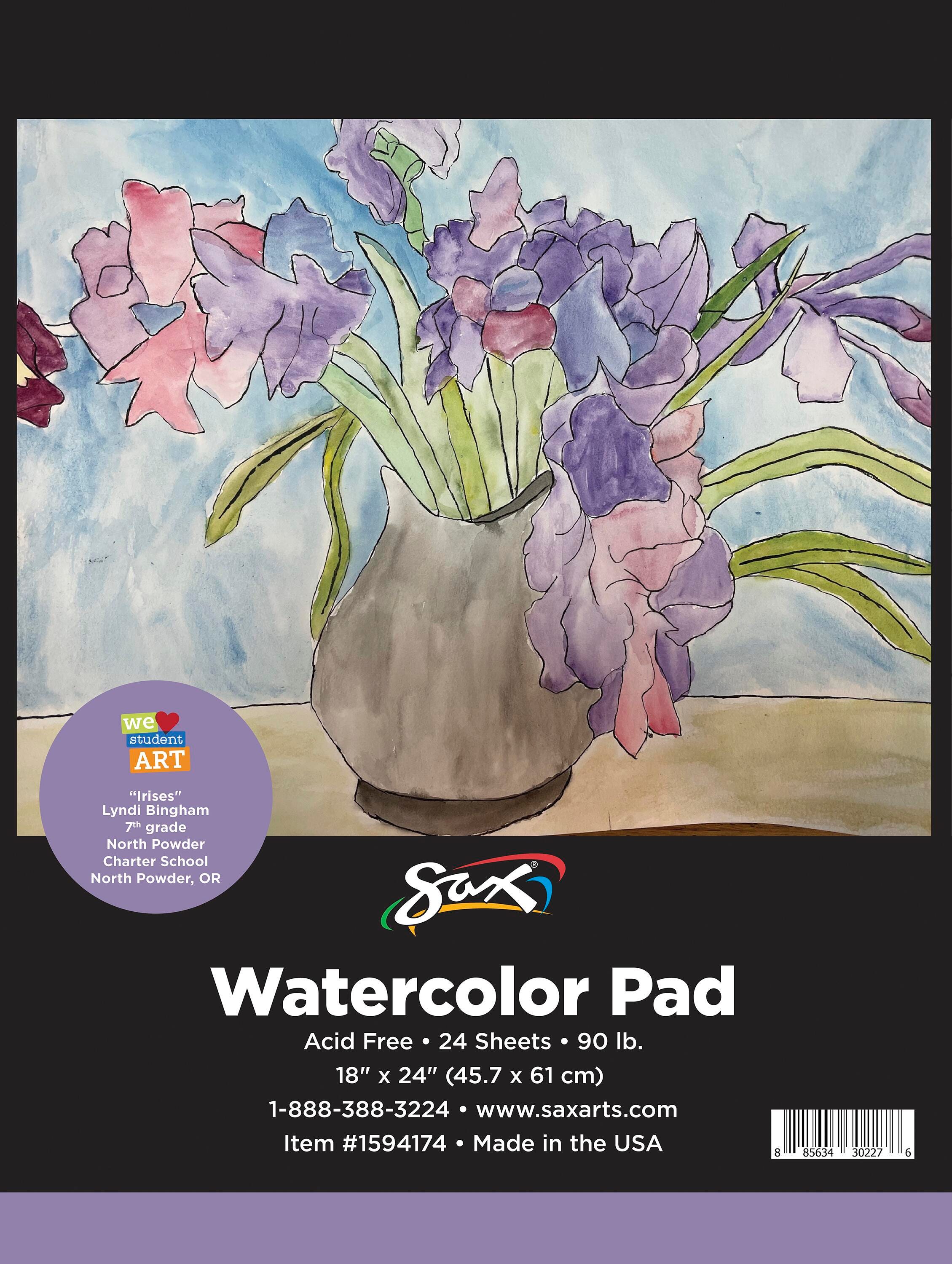 Image for Sax Watercolor Pad, 90 lb, 18 x 24 Inches, White, 24 Sheets from School Specialty